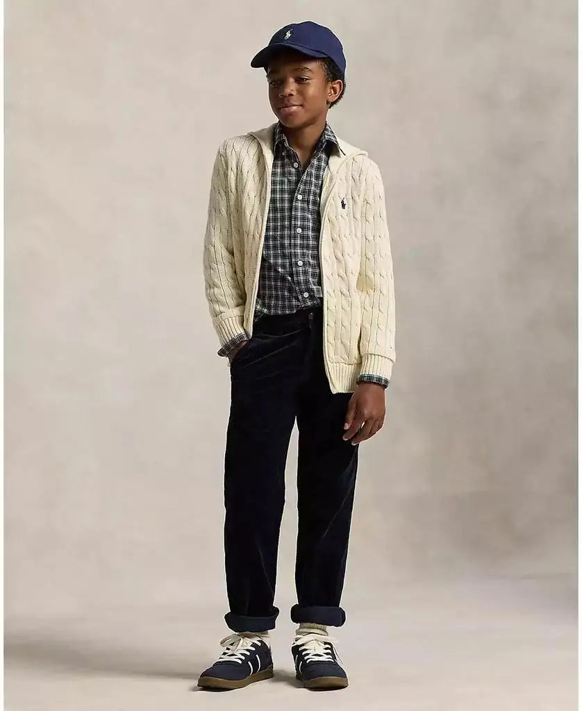 Boys Cable Cotton Hoodie